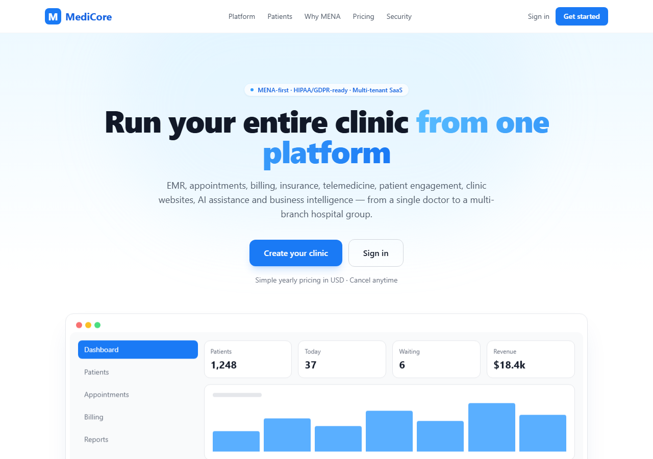 MediCore — real screenshot